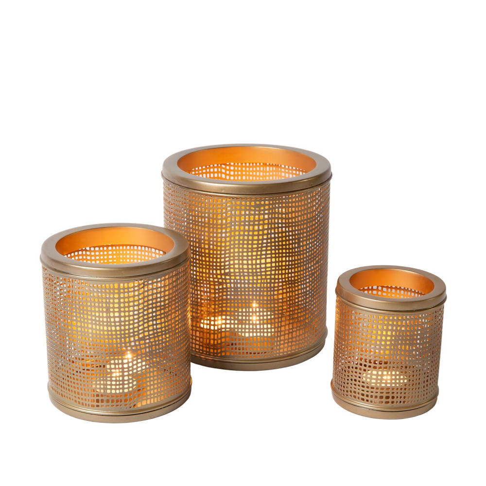 Atmooz Kerzenhalter aus Metall, Gold, 3er-Set Gold Metall