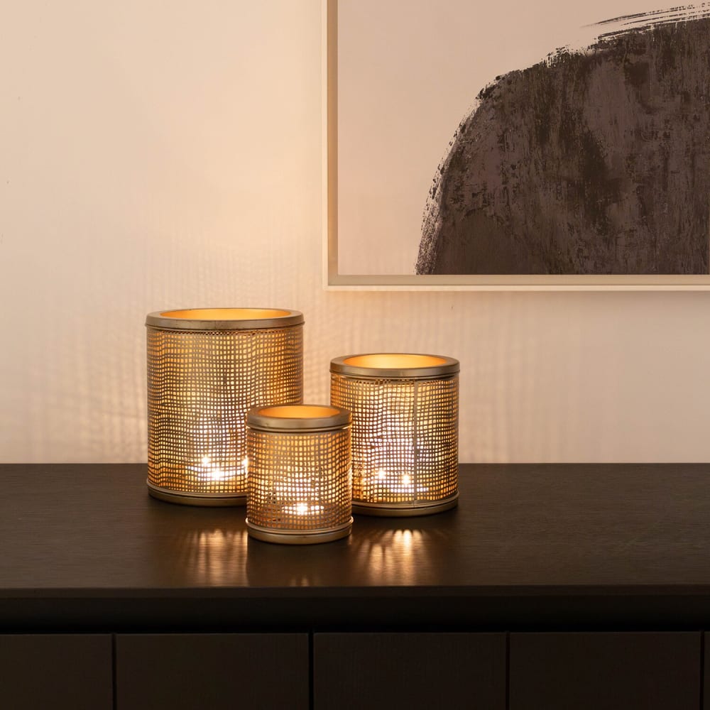 Kerzenhalter aus Metall, Gold, 3er-Set - Maisons Du Monde