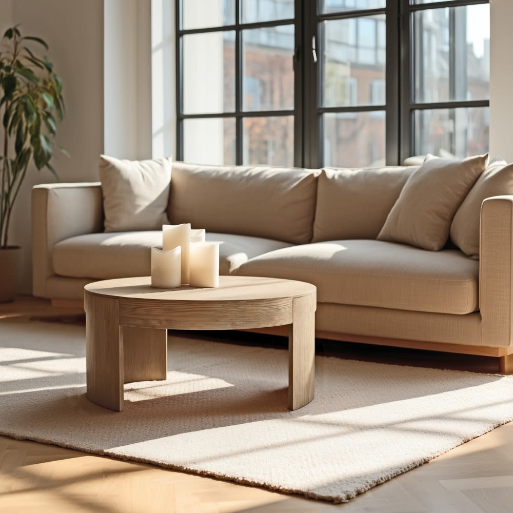 Runder Couchtisch D90 cm in Naturfarbe - Maisons Du Monde