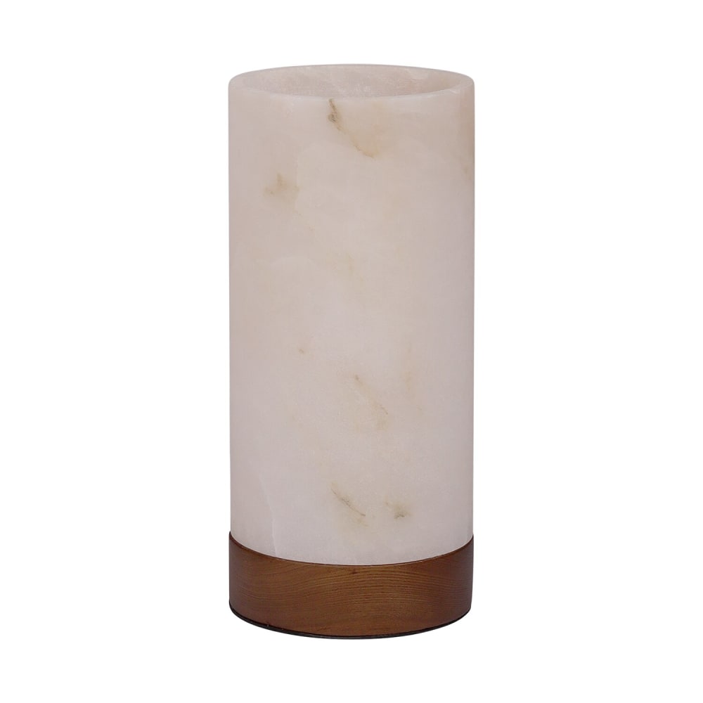 Lampe de table en albâtre blanc et bois brun, ø 14 cm, hauteur 30 cm — vue 4