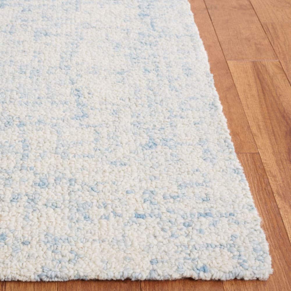 Tapis géométrique en laine bleu/blanc, 152 x 244 cm — vue 4