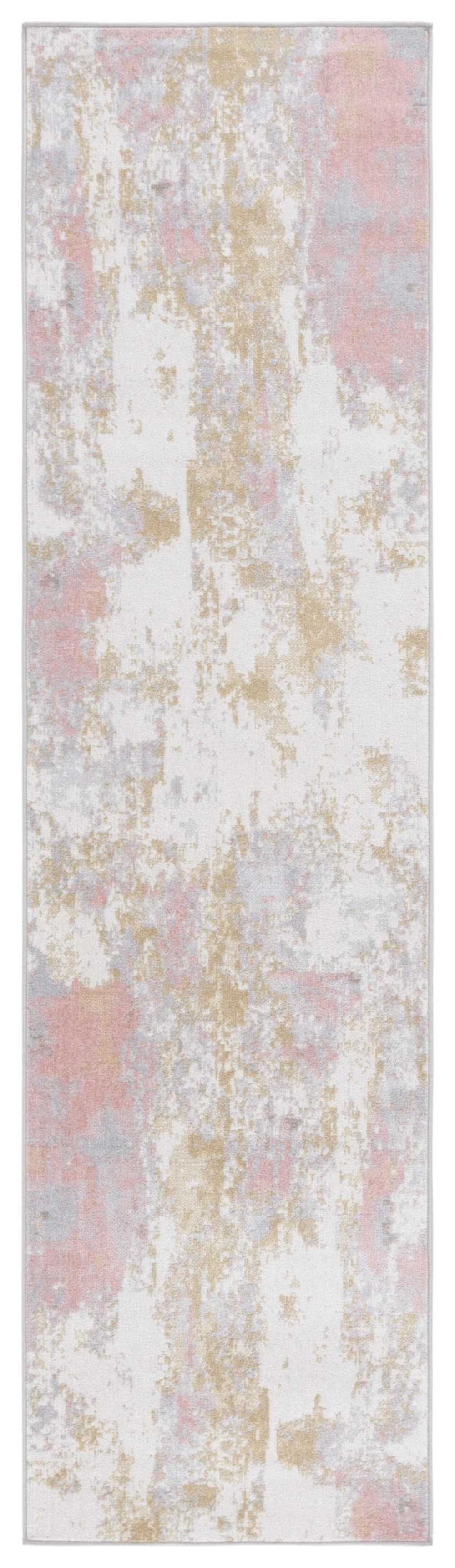 Tapis contemporain en polyester blanc/gris, 66 x 244 cm