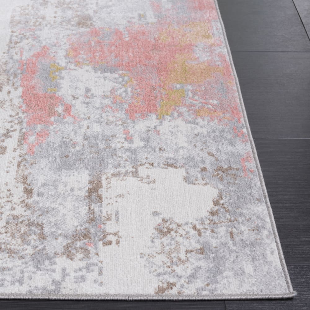 Tapis contemporain en polyester blanc/gris, 66 x 244 cm — vue 4