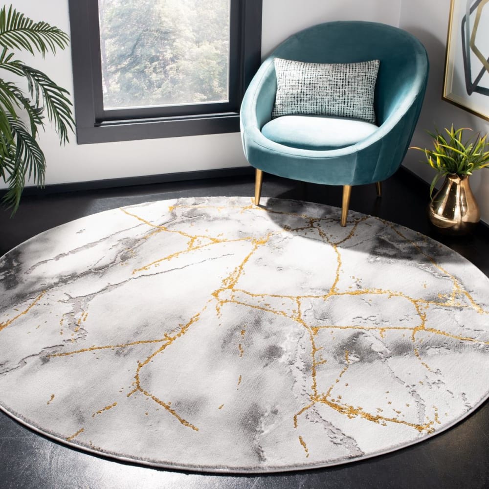 Tapis contemporain en polypropylène gris/or, 160 cm — vue 3