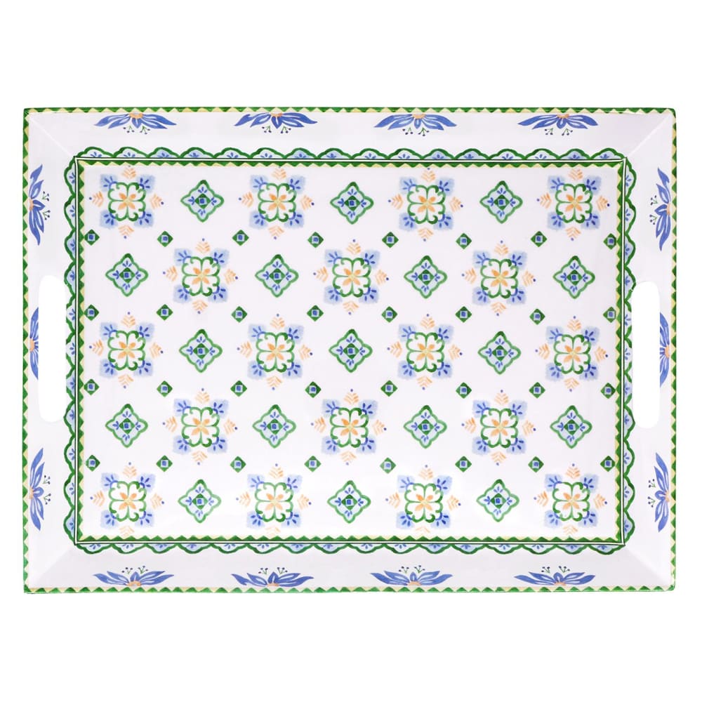 Grand plateau en melamine à poignées imprimé azuleros 55 cm