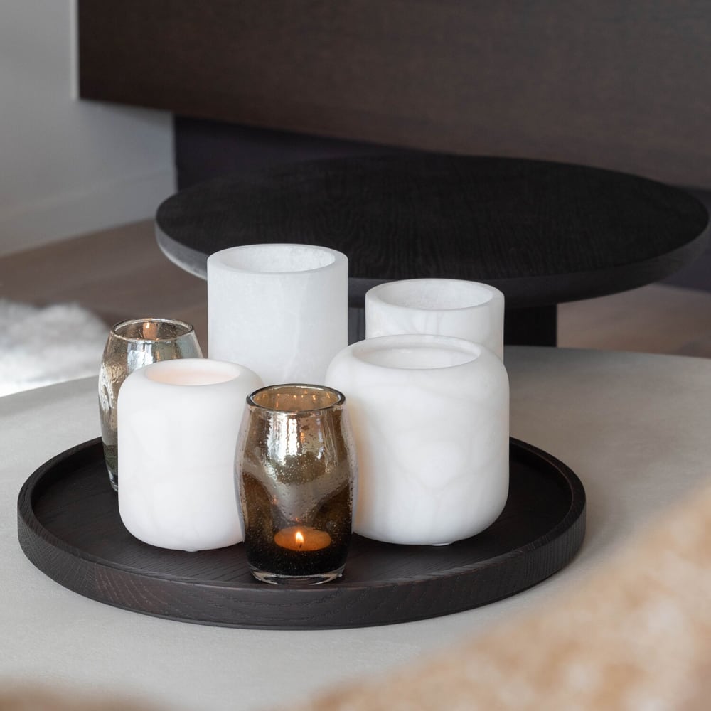 Photophore en composite beige, design organique, taille m — vue 4