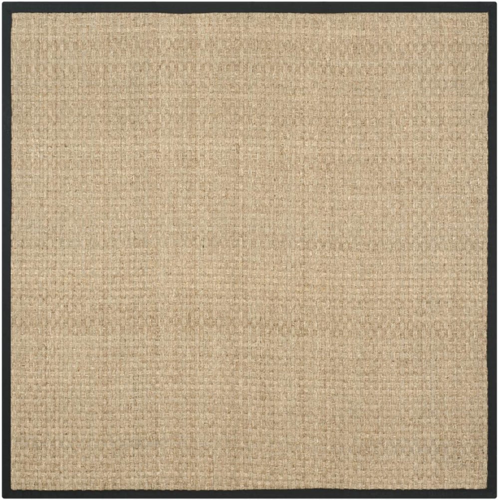 Tapis fibre naturelle en herbiers marins beige/noir, 244 x 244 cm