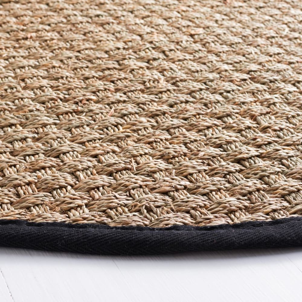 Tapis fibre naturelle en herbiers marins beige/noir, 244 x 244 cm — vue 4