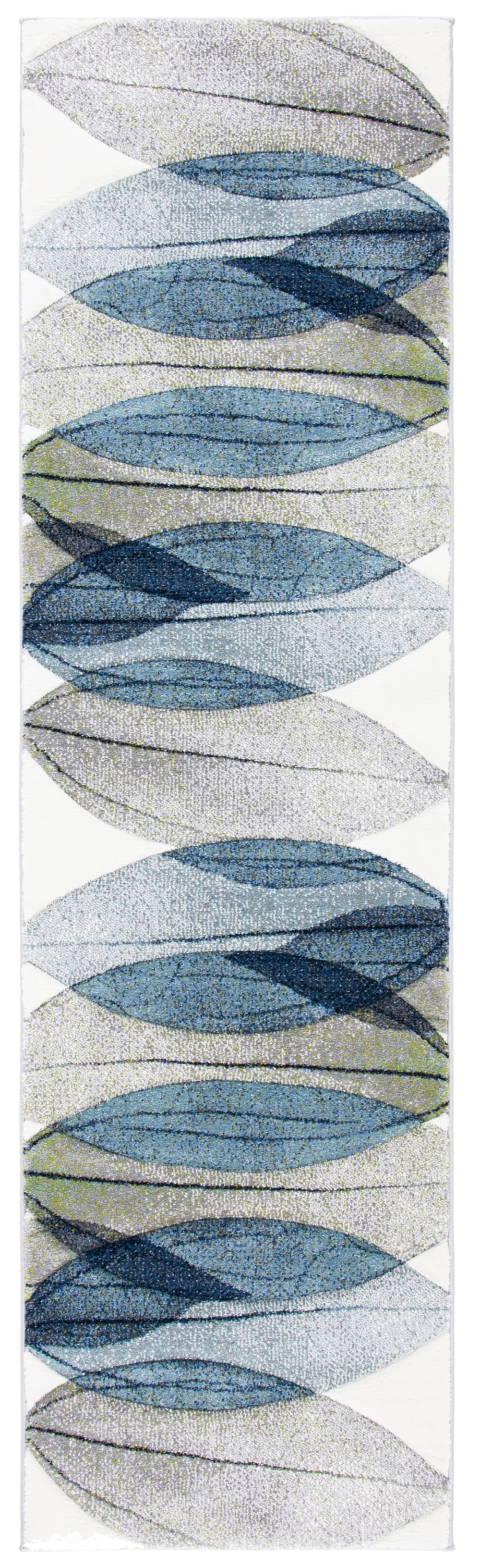 Tapis contemporain en polypropylène blanc/bleu, 69 x 244 cm