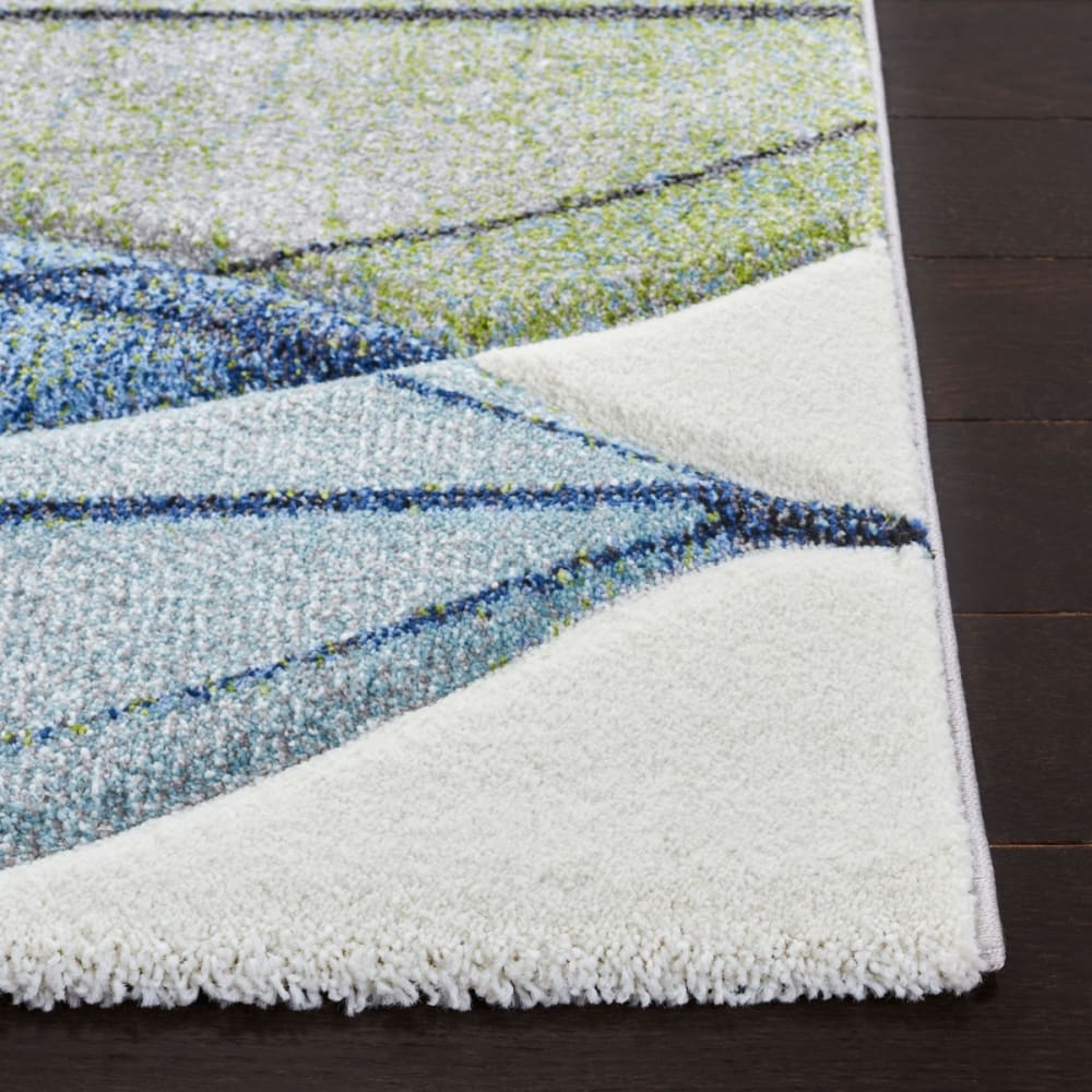 Tapis contemporain en polypropylène blanc/bleu, 69 x 244 cm — vue 4