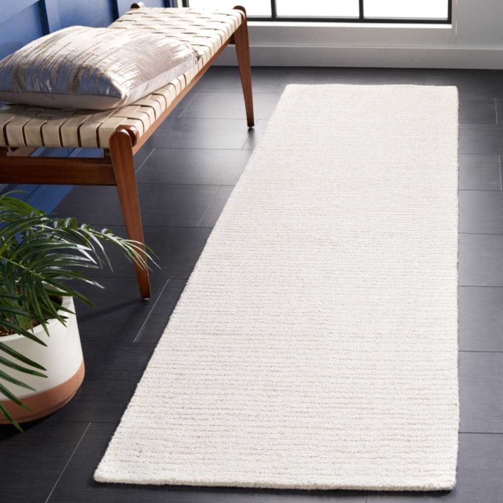 Tapis contemporain en laine blanc/beige, 69 x 244 cm — vue 3