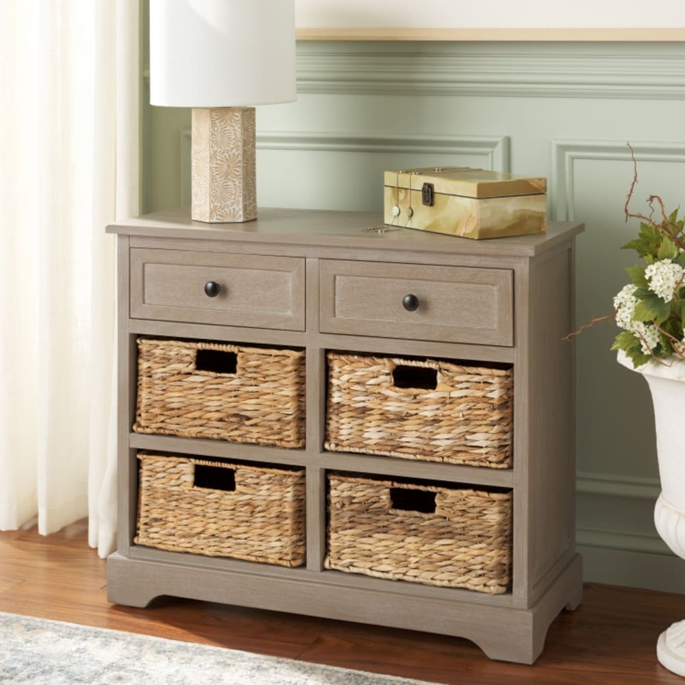 Safavieh Aufbewahrungsmöbel aus Holz, Weiß lasiert style modern Beige Holz