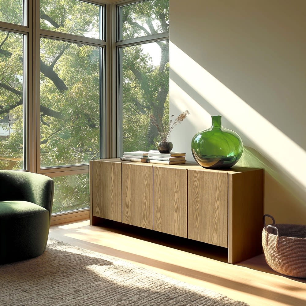 MACABANE Sideboard L190 in Naturfarbe, 4 Türen style classic chic Braun Holz