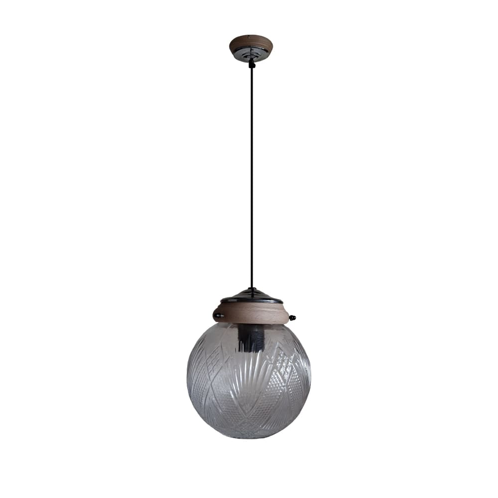 Suspension verre globo naturel transparent D18cm — vue 4