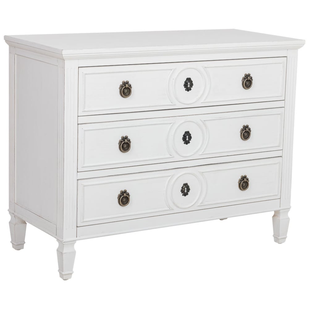 Wanderlust deco Anrichte aus Holz, 102 x 46 x 80 cm (H) Weiß style classic chic Weiß Spanplatte