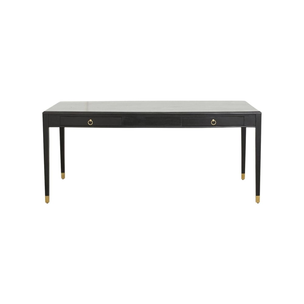Nordal Schreibtisch EMS aus Mangoholz mit 2 Schubladen, Schwarz Schwarz