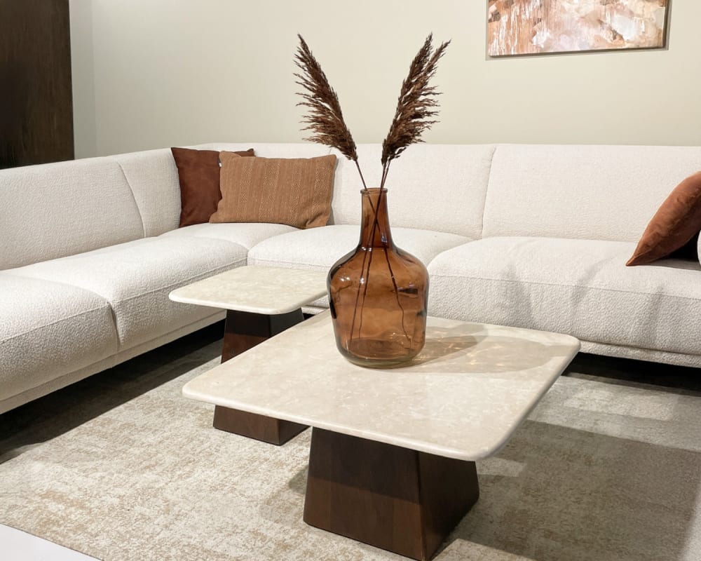 Couchtisch Bottecino aus Mangoholz 45cm, beige/Braun - Maisons Du