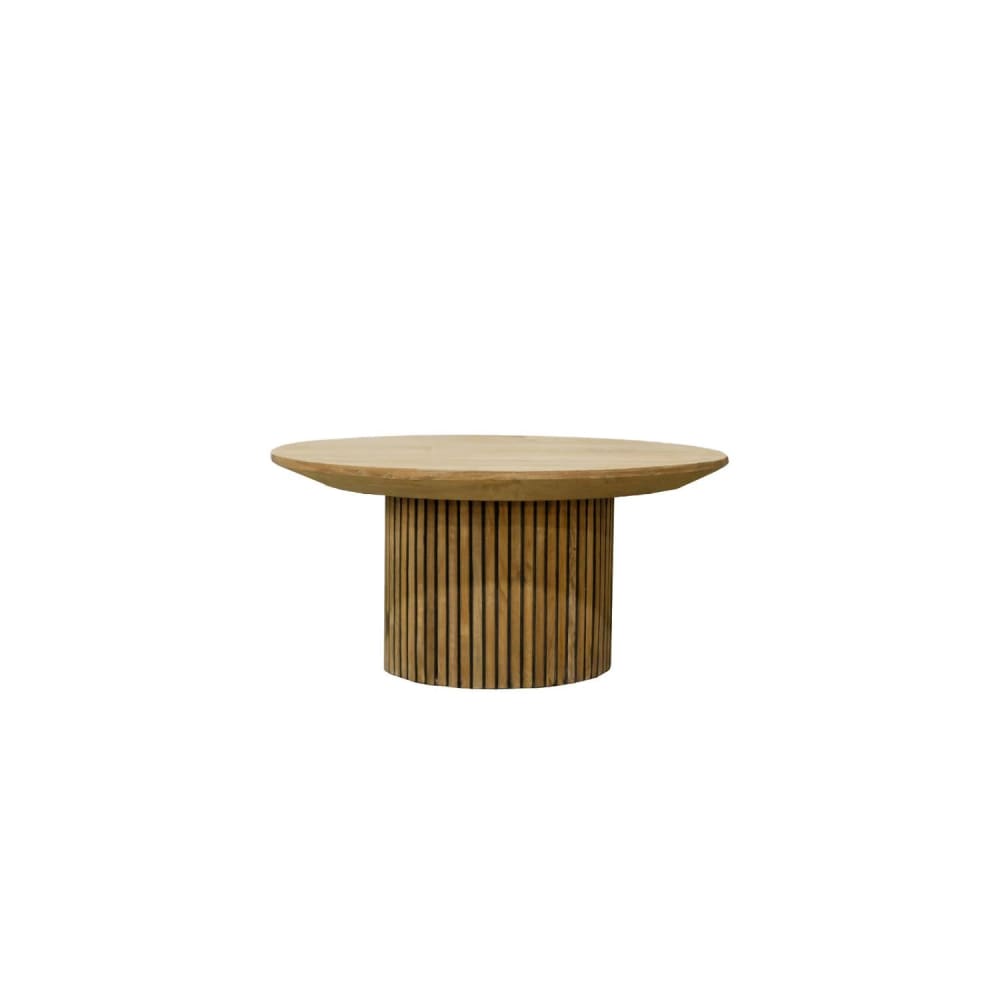 Livingfurn Couchtisch Lausanne aus Teakholz Ø80cm, Braun Braun