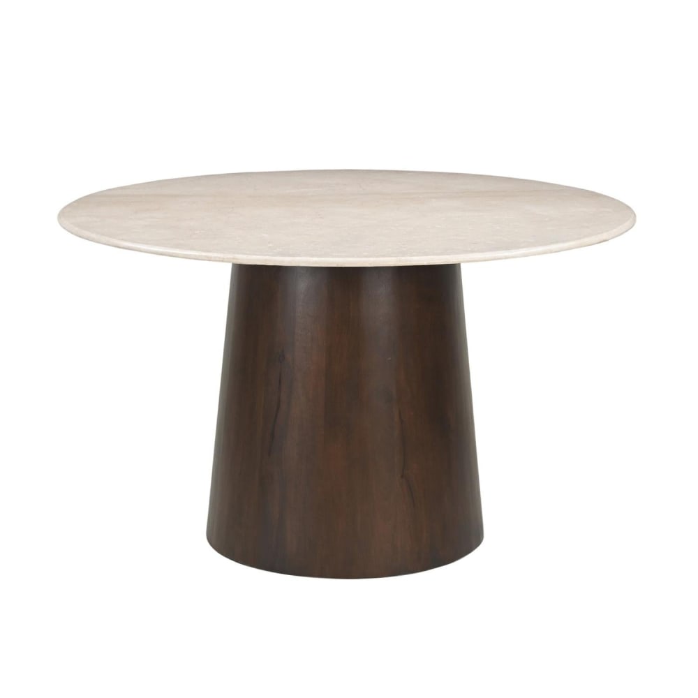 Livingfurn Esstisch Bottecino aus Mangoholz Ø130cm, beige/Braun Braun