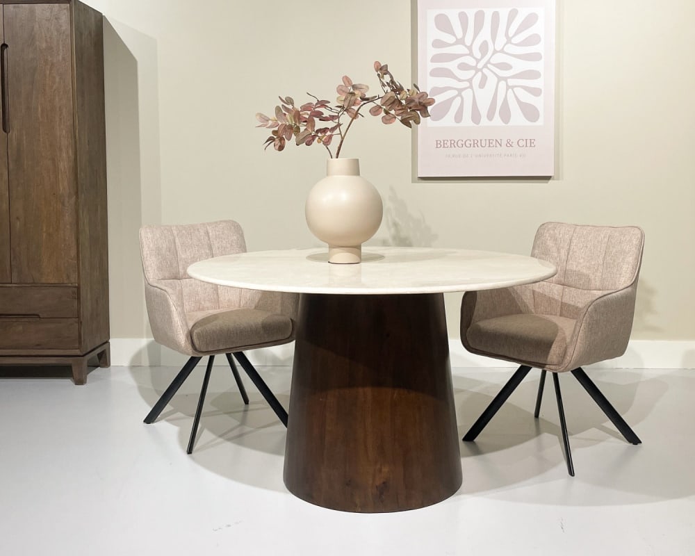 Esstisch Bottecino aus Mangoholz Ø130cm, beige/Braun - Maisons Du