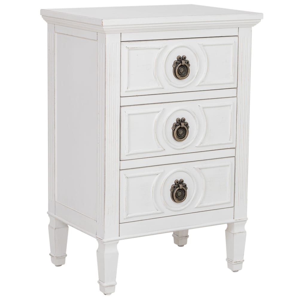 Wanderlust deco Nachttisch aus Holz, 46 x 32,5 x 67 cm (H) Weiß style classic chic Weiß Spanplatte