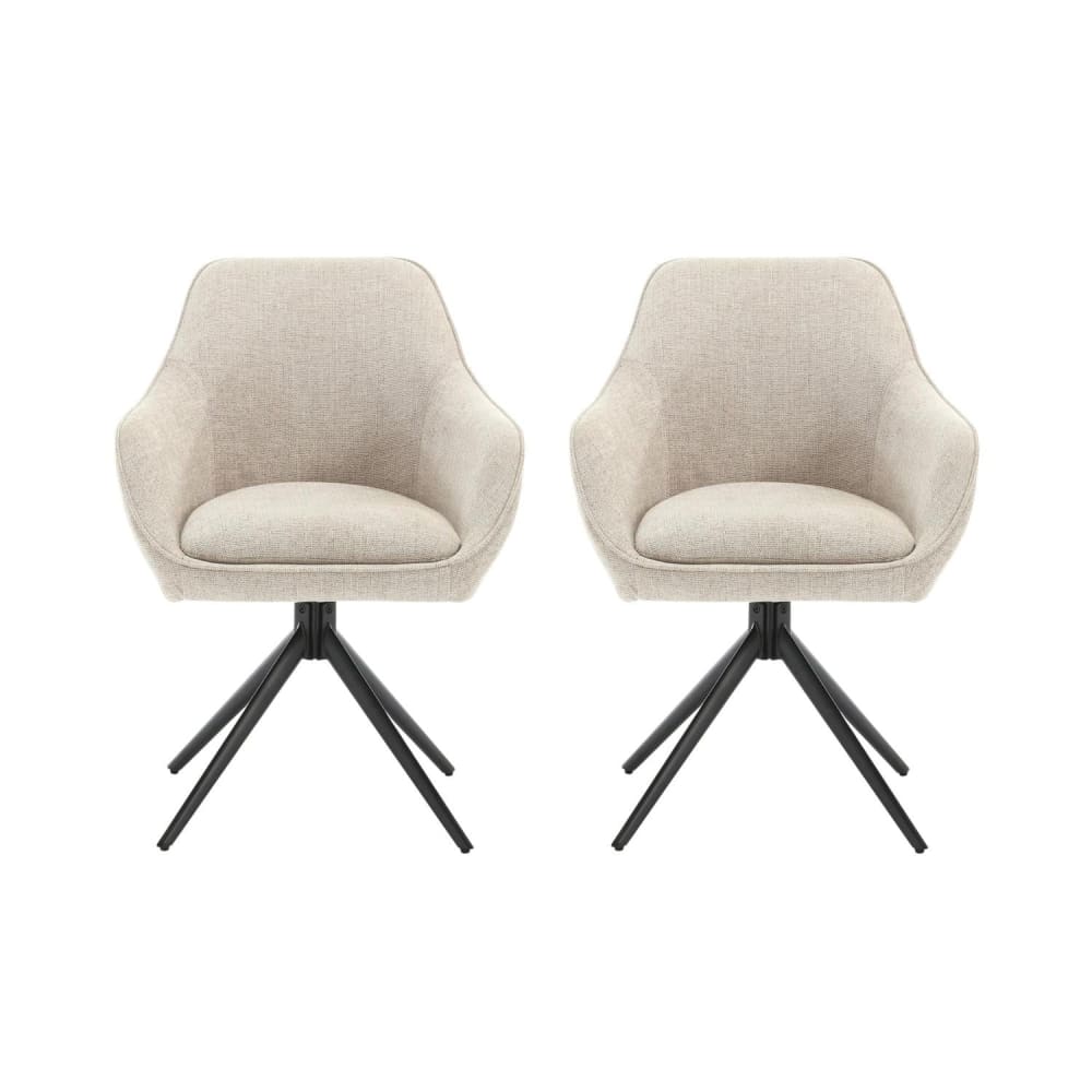 Livingfurn 2er-Set Armlehnstühle Thomas drehbar, beige - Stoff