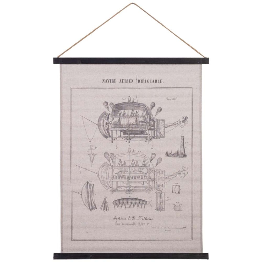 Wanderlust deco Bedruckte Stoff-Pergamentleinwand style modern Beige Stoff