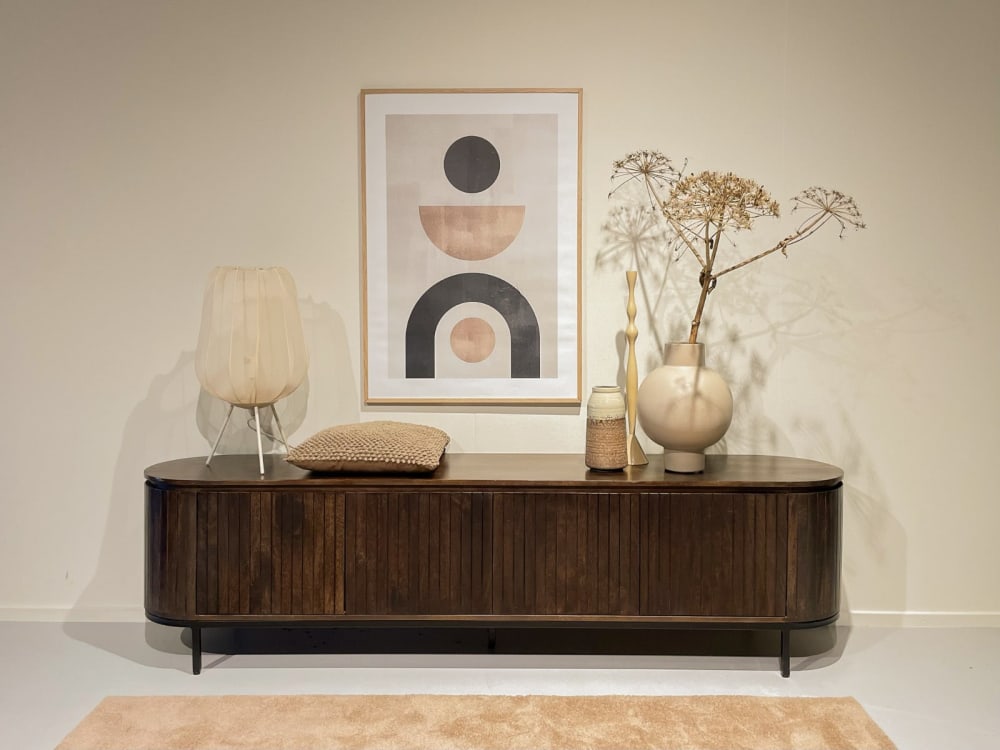 Sideboard Noor aus Mangoholz 210cm, Dunkelbraun - Maisons Du