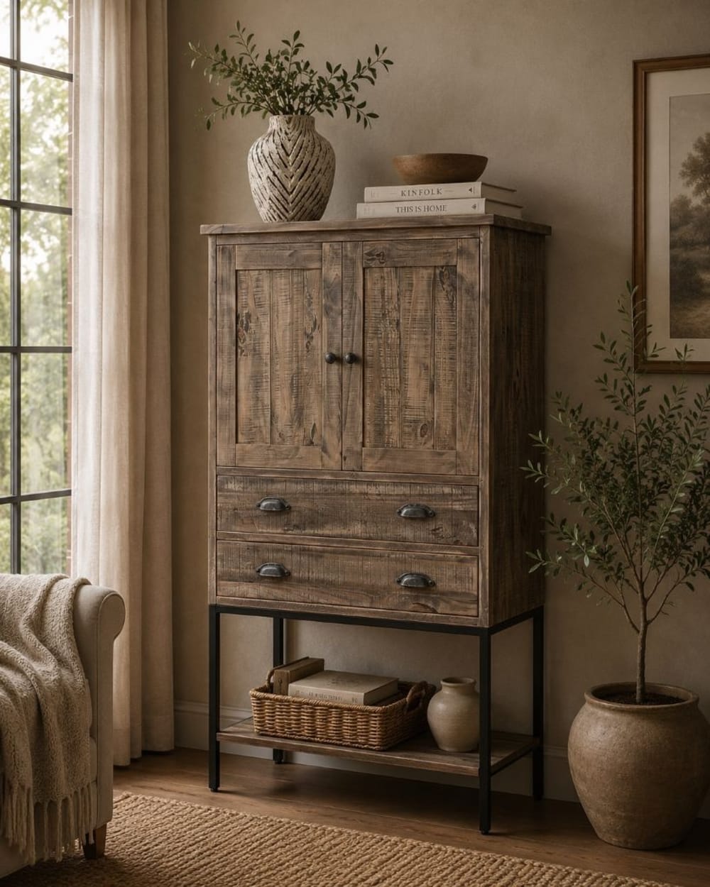 Kleiderschrank aus Holz, 81 x 40 x 152 cm (H) Braun - Maisons Du