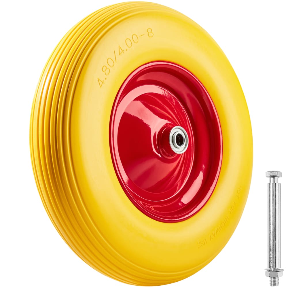 Roue de brouette en polyuréthane jaune avec jante en acier
