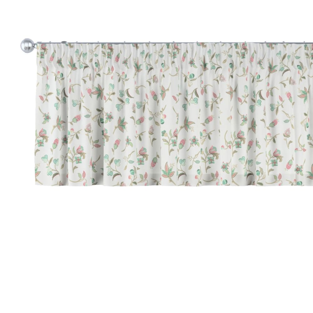 Kurzgardine mit Kräuselband, Blumen, weiß, 260x40 cm - Maisons Du