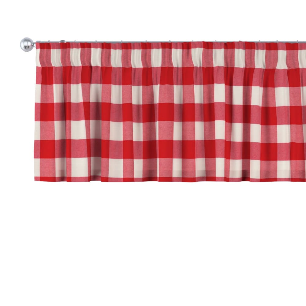 Kurzgardine mit Kräuselband, Karos, rot-weiss, 130x40 cm -