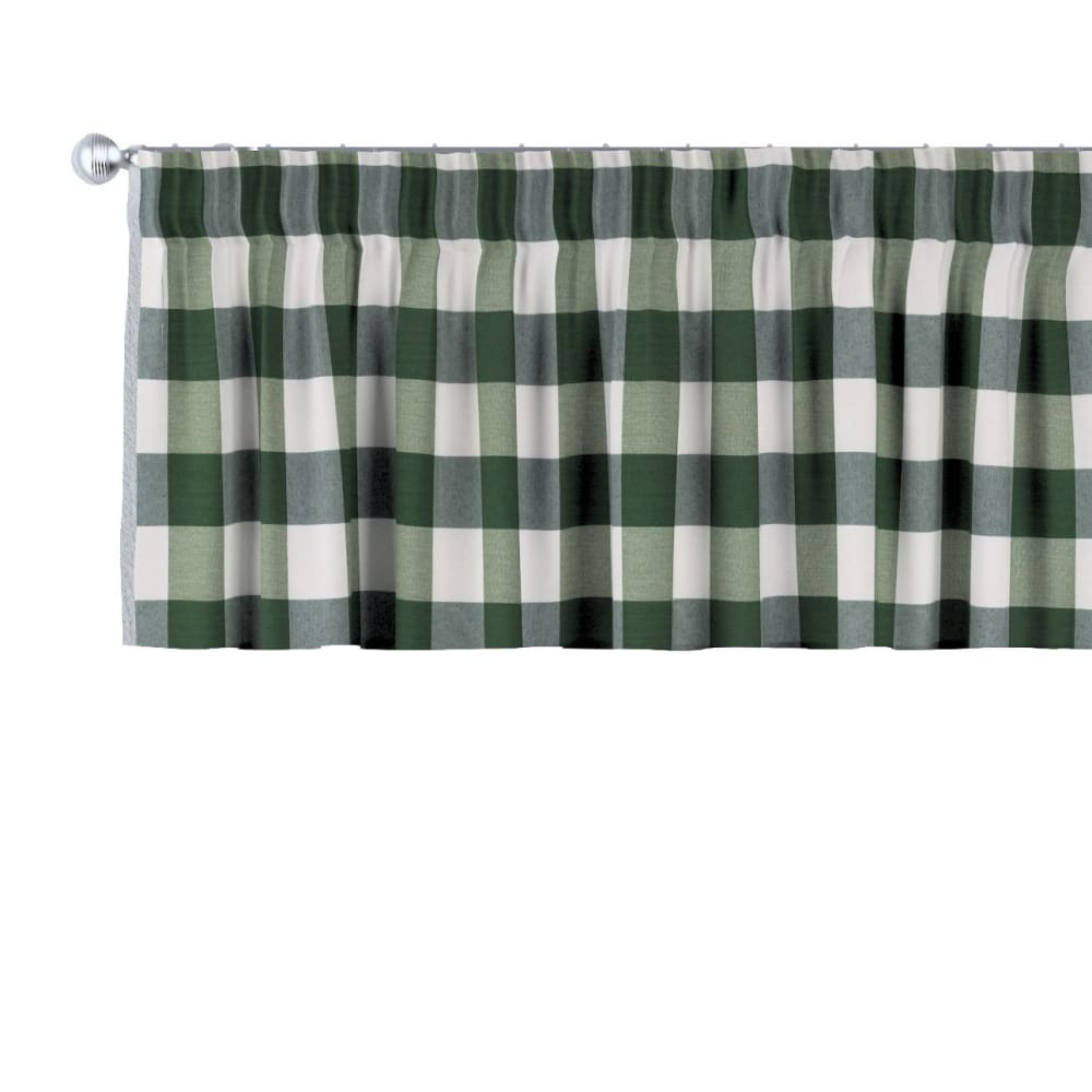 Kurzgardine mit Kräuselband, Karos, grün-weiss, 130x40 cm -