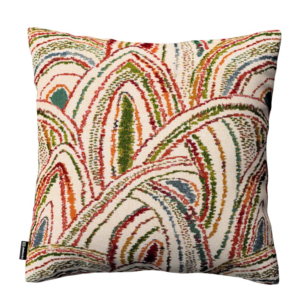 Dekoria Gemusterte Kissenhülle, beige und rot, 43x43 cm style landhaus - Stoff