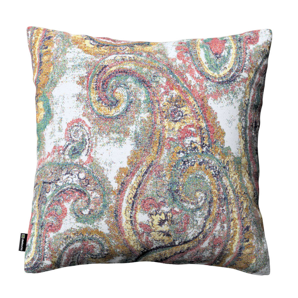 Dekoria Gemusterte Kissenhülle, grün und rosa, 43x43 cm style vintage - Stoff