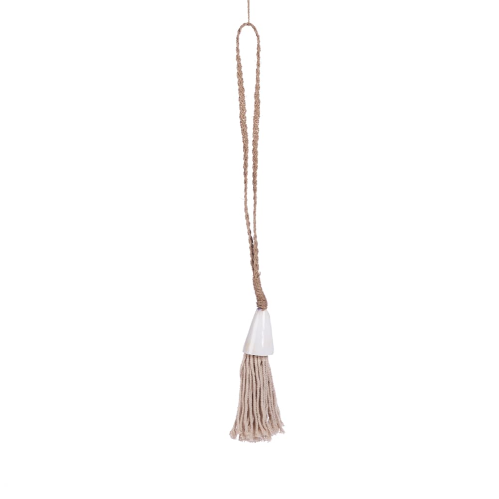 Collier herbe de mer et coquillage marron 60x6x5cm — Beyit
