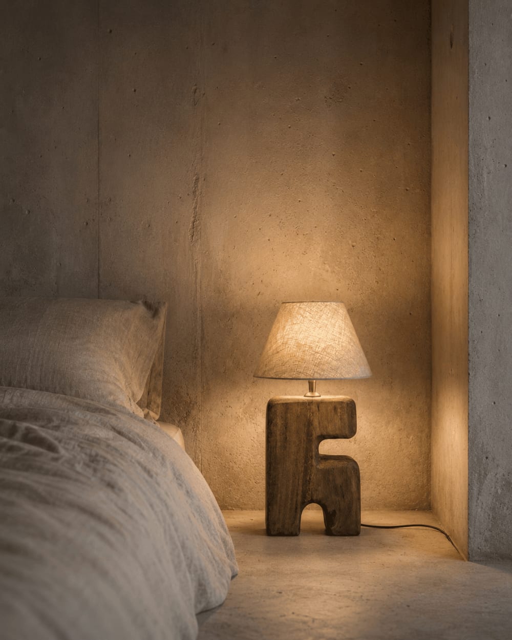 Lampe de table bois marron 25x25x40cm — vue 3