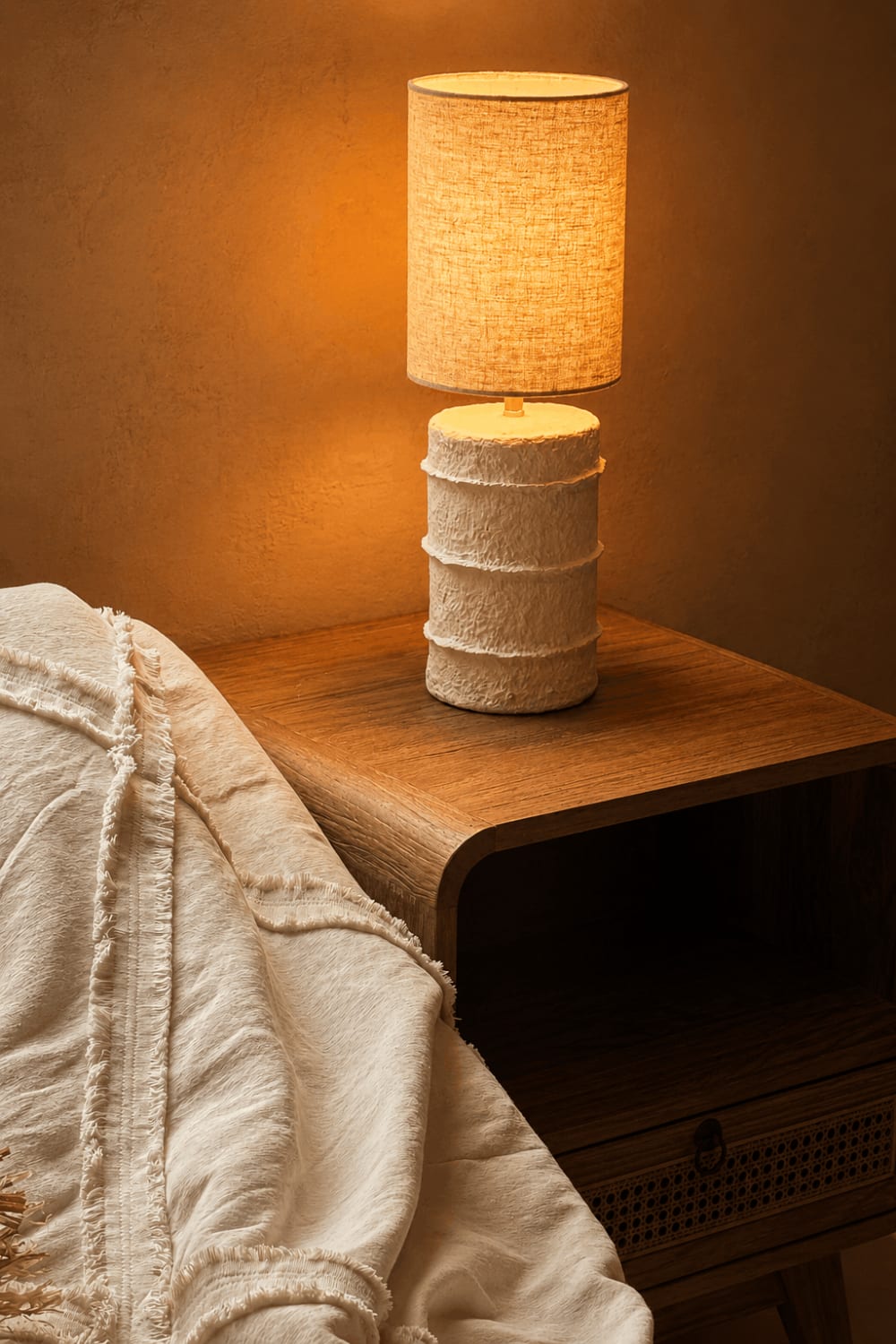 Lampe de table papier mâché blanc 15x15x40cm — vue 3