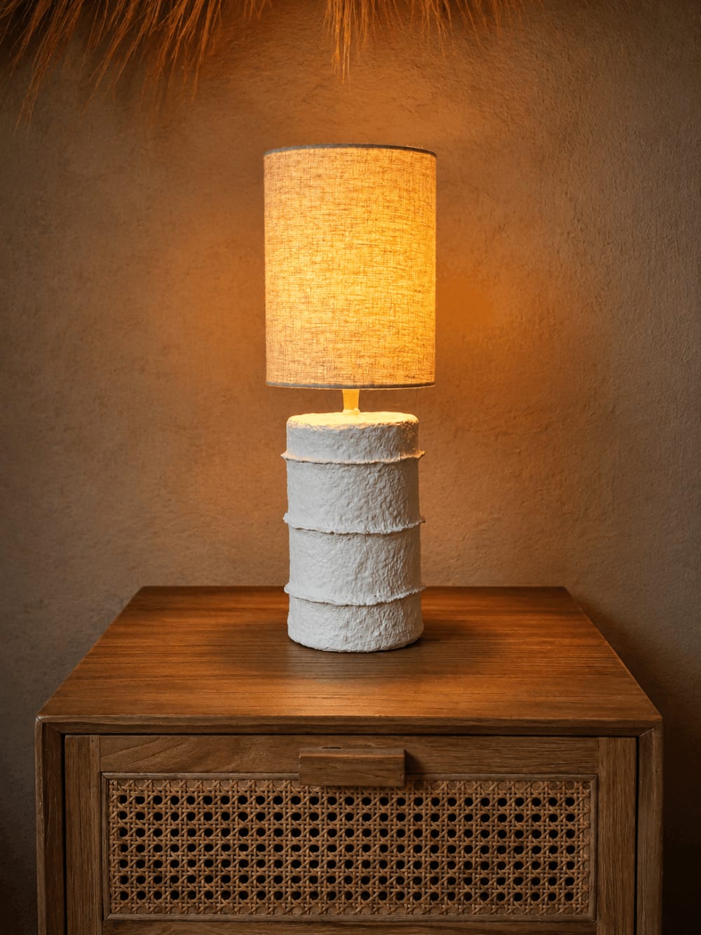 Lampe de table papier mâché blanc 15x15x40cm — vue 4
