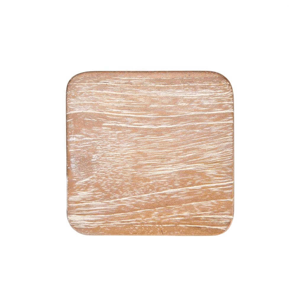 Untersetzer aus teakholz braun-weiß, 10x10x0,8cm - Maisons Du