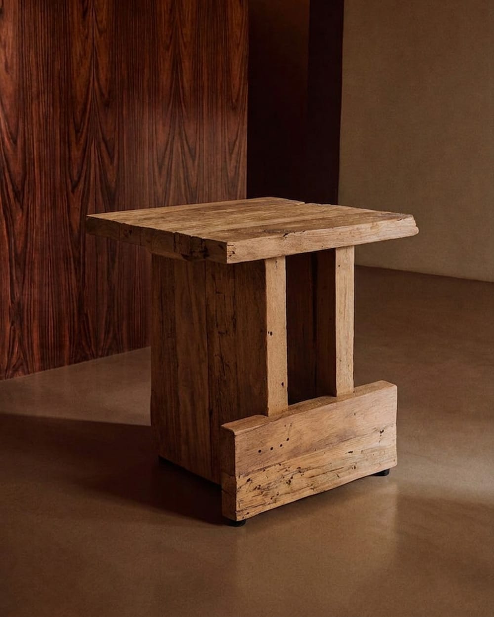 Bazar Bizar Hocker aus teakholz in braun, 40x40x45cm Beige