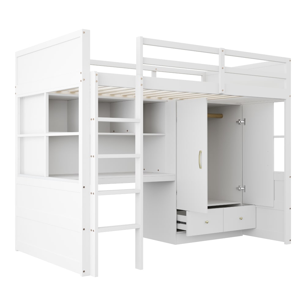 Lit mezzanine en pin - bureau
