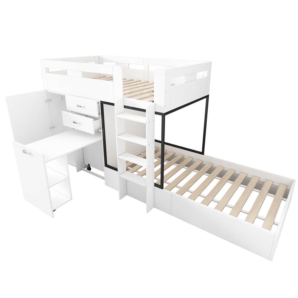 Lit superposé blanc - bureau
