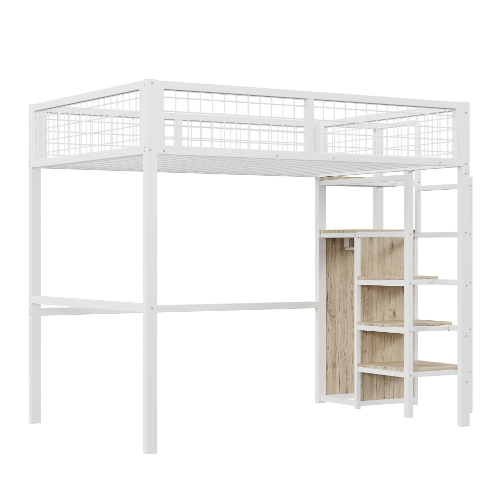 Lit mezzanine en métal - armoire