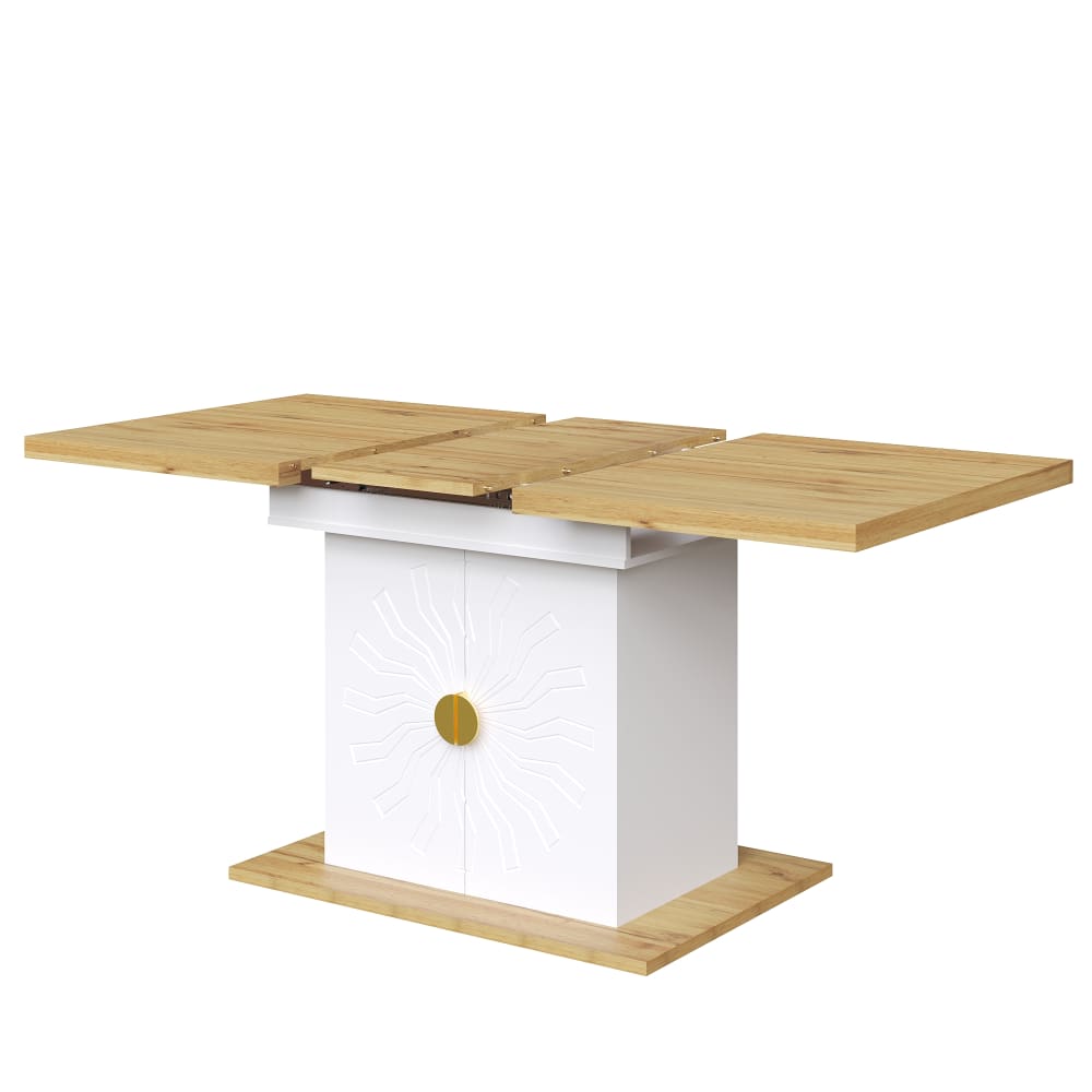OKWISH Ausziehtisch aus MDF mit Stauraum 110/140x70x76 cm, weiß - Spanplatte