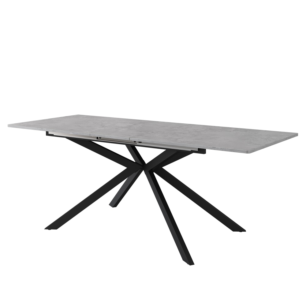 OKWISH Esstisch ausziehbar mit Kreuzbein 150/180x70x76 cm, schwarz-grau - Spanplatte