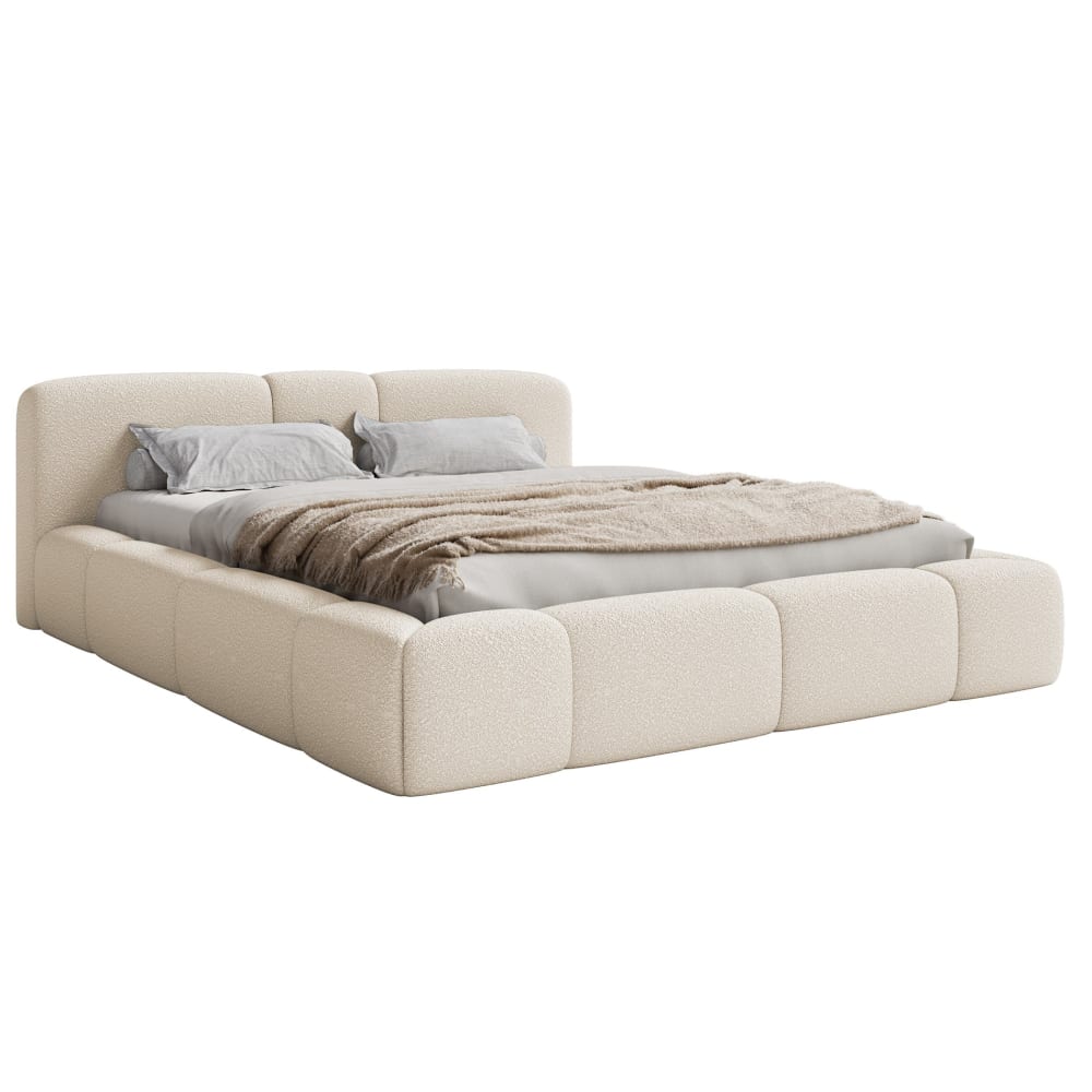 Lit coffre 160x200, velours - clair