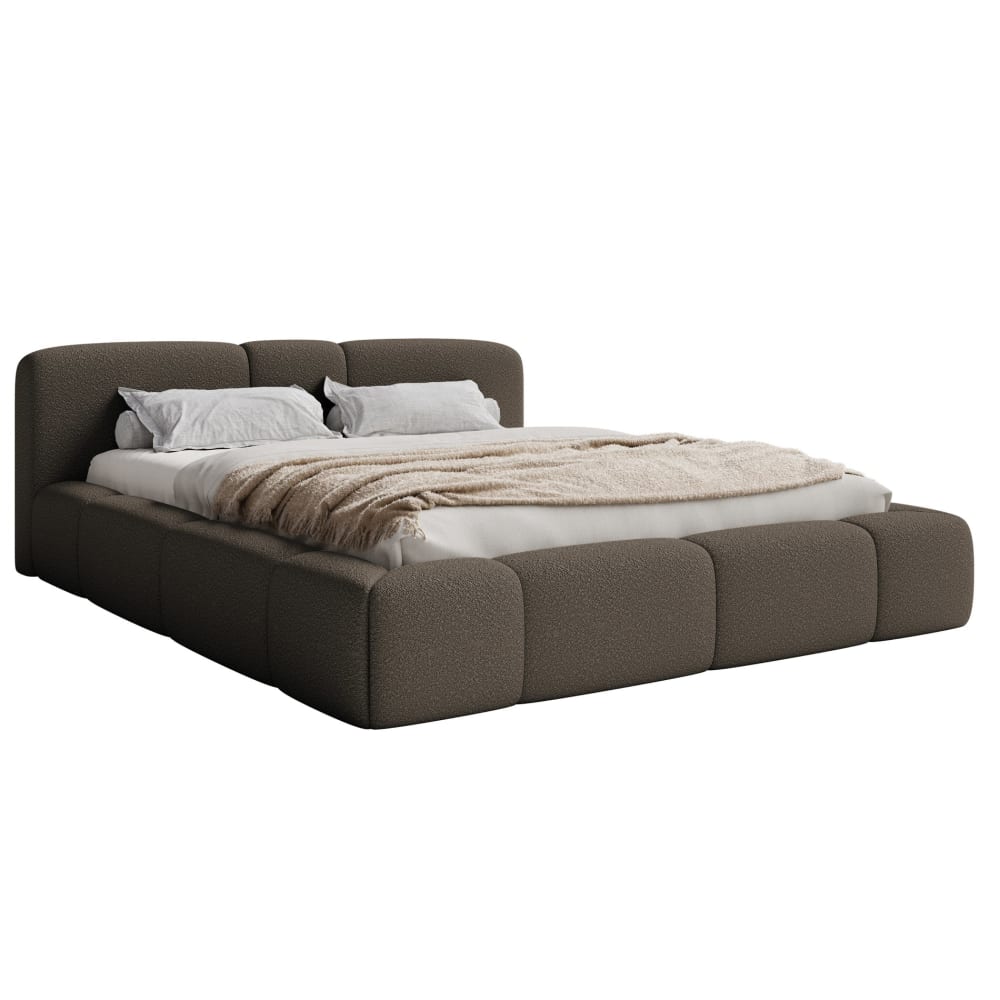Lit rembourré 160x200, velours marron Lit rembourré 160x200, velours marron