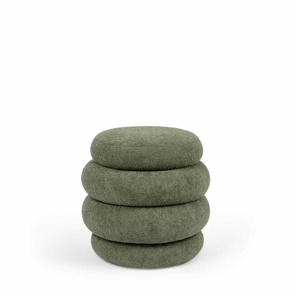 Pouf rond vert à texture