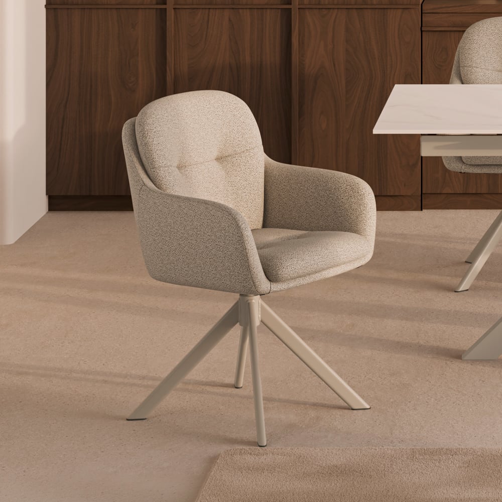 Chaise de salle à manger taupe avec pieds beige pivotante